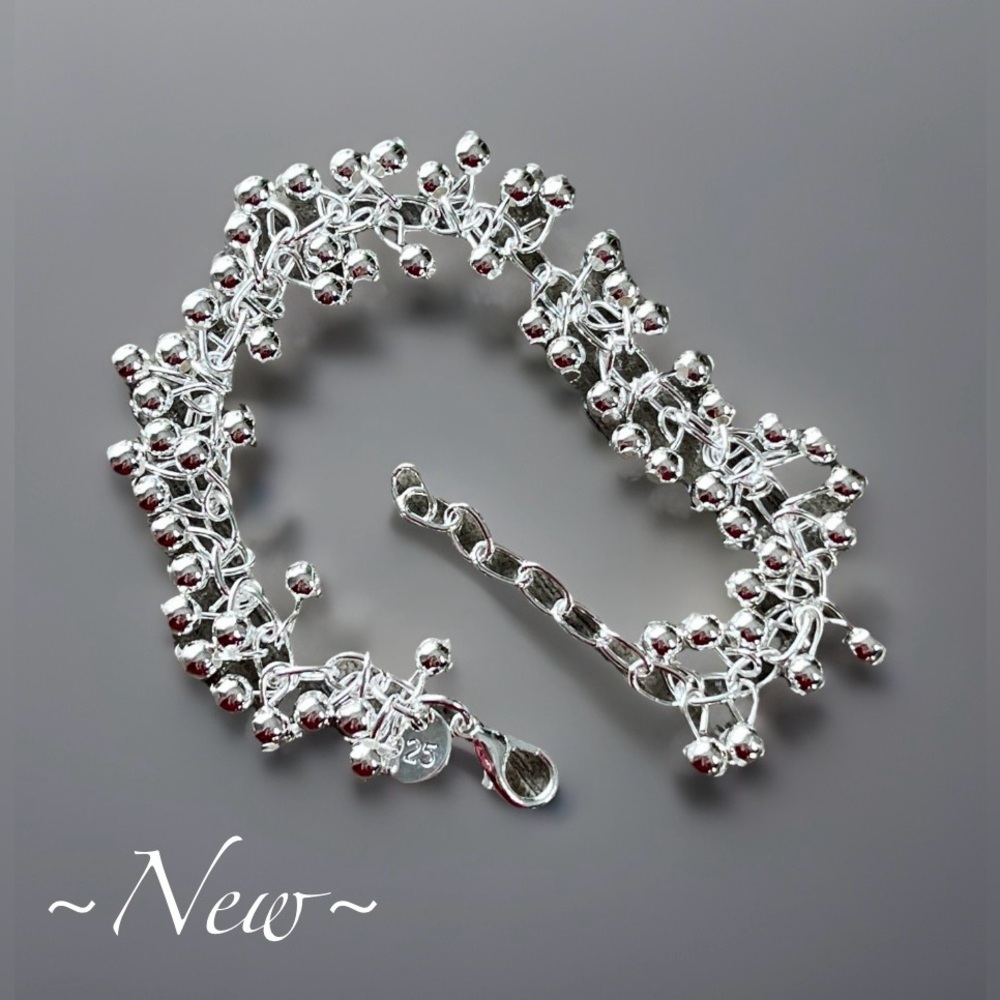 Elegant Sterling Silver 925 Women's Beaded Bracelet 🌿🆕🌿